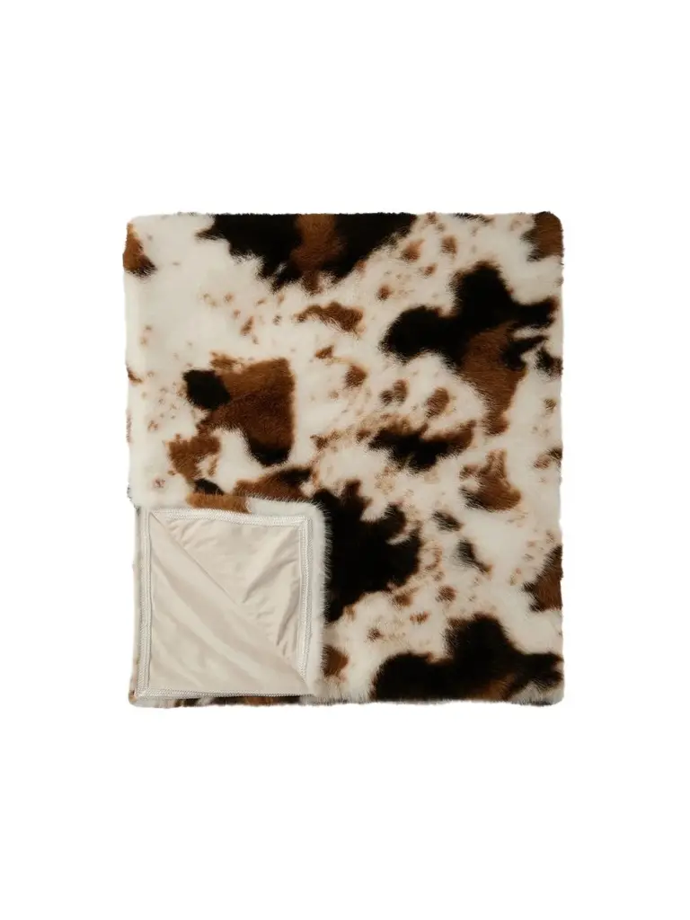 Gorski Cow-Print Faux-Fur Throw Blanket