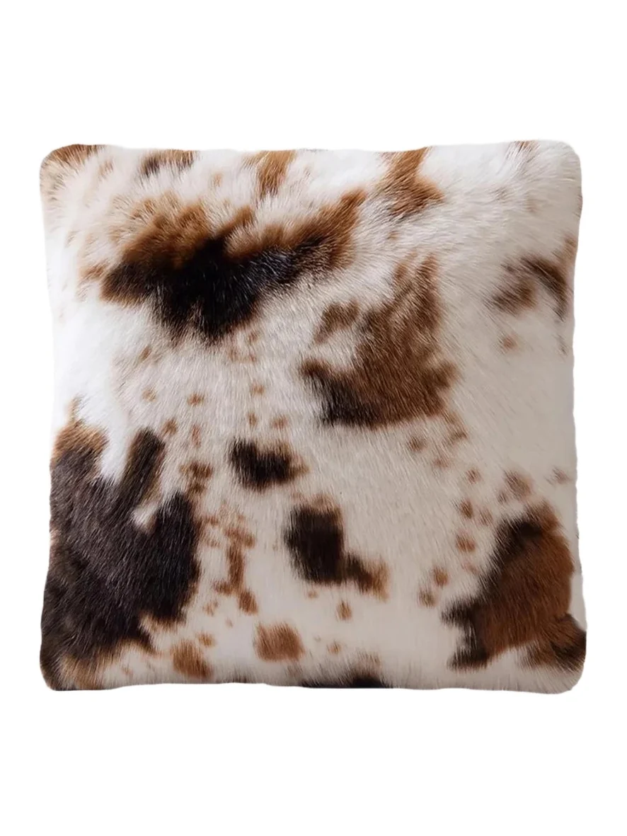 Lyla Grant Cow-Print Faux-Fur Throw Pillow