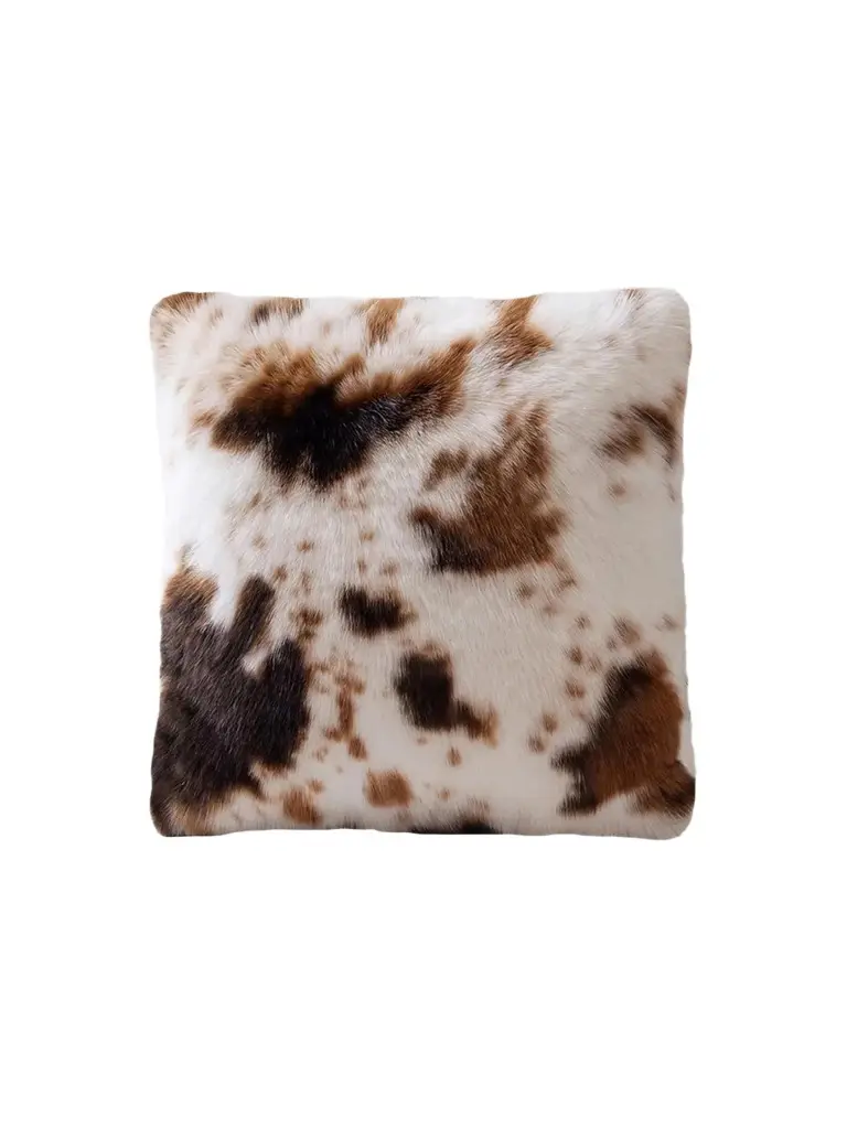 Gorski Cow-Print Faux-Fur Throw Pillow