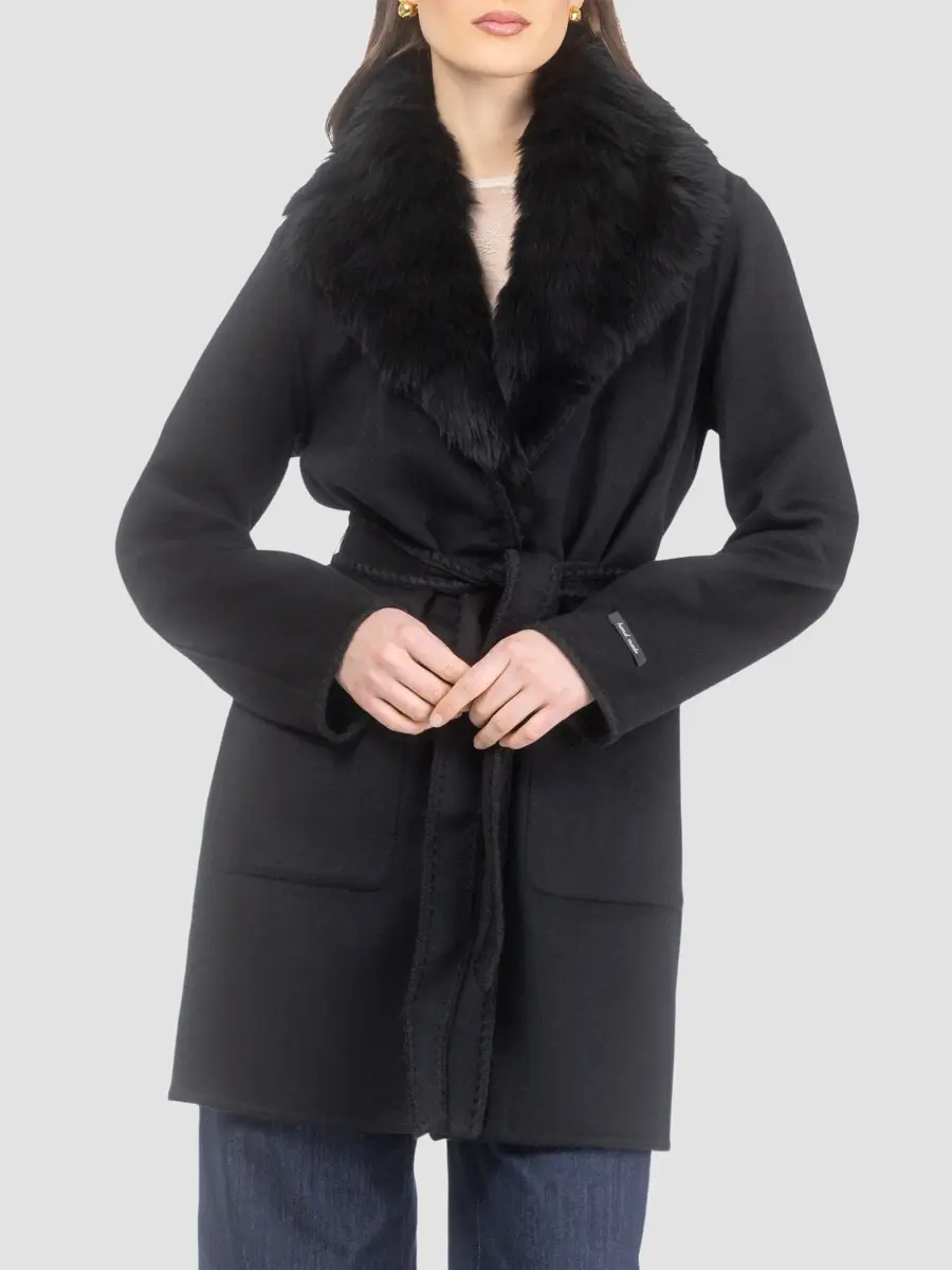 Gorski Women's Cashmere and Wool Stroller with Shearling Lamb Collar | Thumbnail 3 Gorski Women's Cashmere and Wool Stroller with Shearling Lamb Collar | Thumbnail 3
