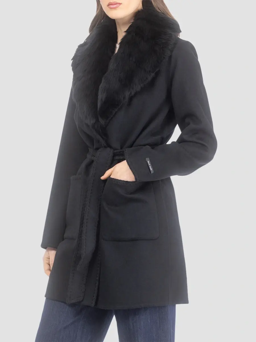 Gorski Women's Cashmere and Wool Stroller with Shearling Lamb Collar | Thumbnail 4 Gorski Women's Cashmere and Wool Stroller with Shearling Lamb Collar | Thumbnail 4