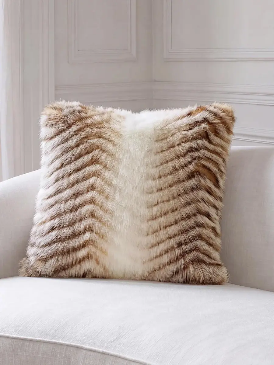 Gorski Faux-Fur Chevron-Quilted Throw Pillow | Thumbnail 3 Gorski Faux-Fur Chevron-Quilted Throw Pillow | Thumbnail 3