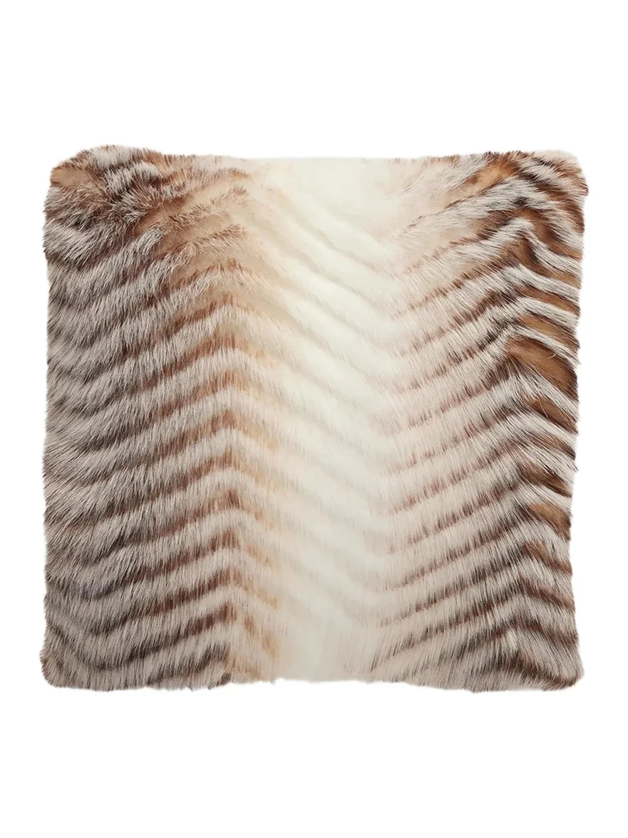 Gorski Faux-Fur Chevron-Quilted Throw Pillow