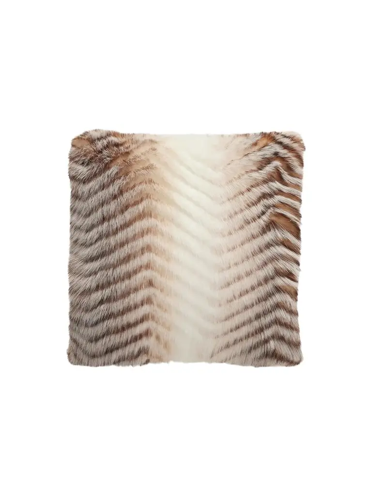 Gorski Faux-Fur Chevron-Quilted Throw Pillow