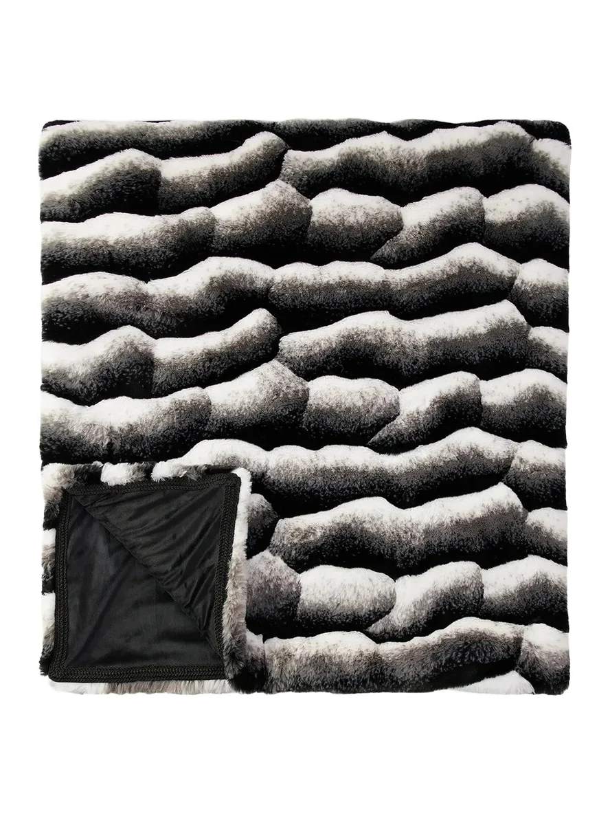 Lyla Grant Striped Faux-Fur Throw Blanket