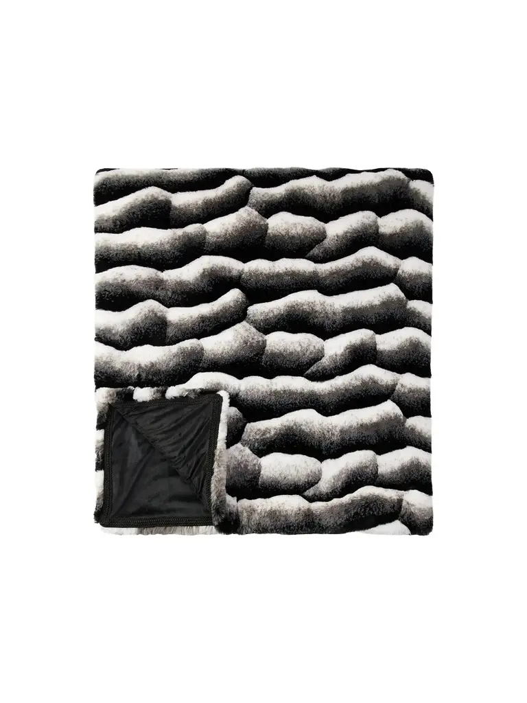 Gorski Striped Faux-Fur Throw Blanket