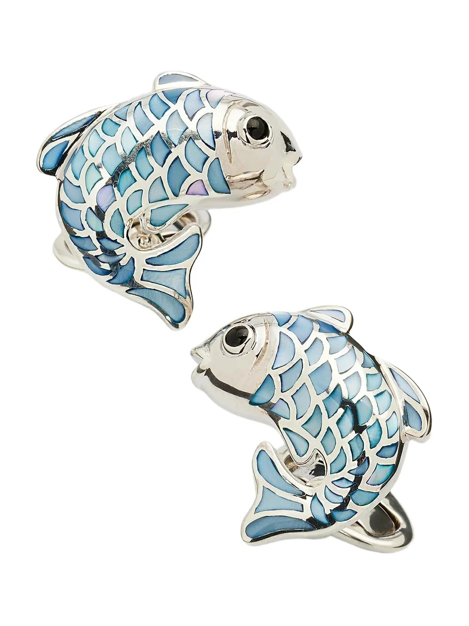 Men's Koi Fish Mother-of-Pearl Cufflinks
