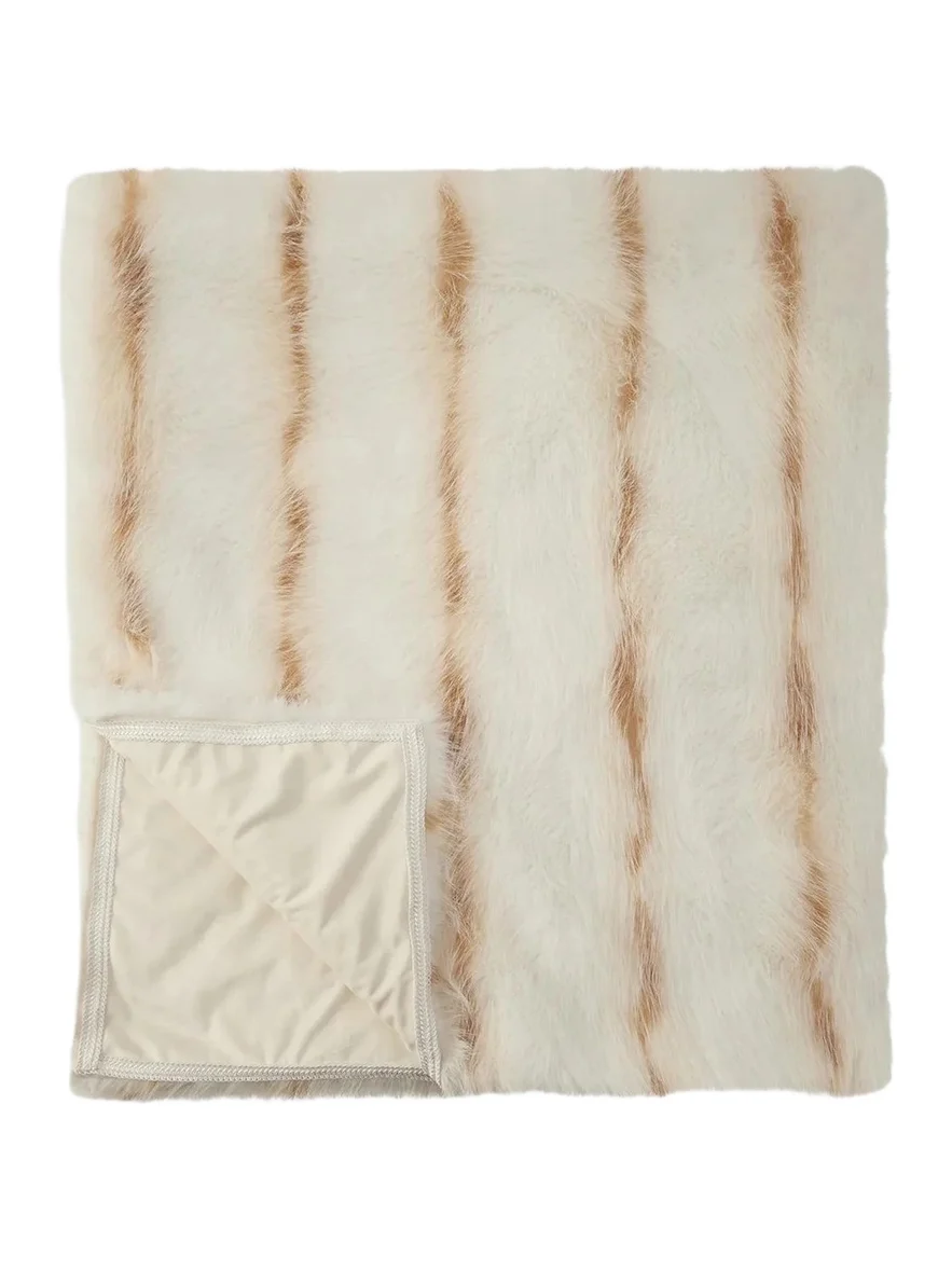 Gorski Fox-Print Faux-Fur Throw Blanket