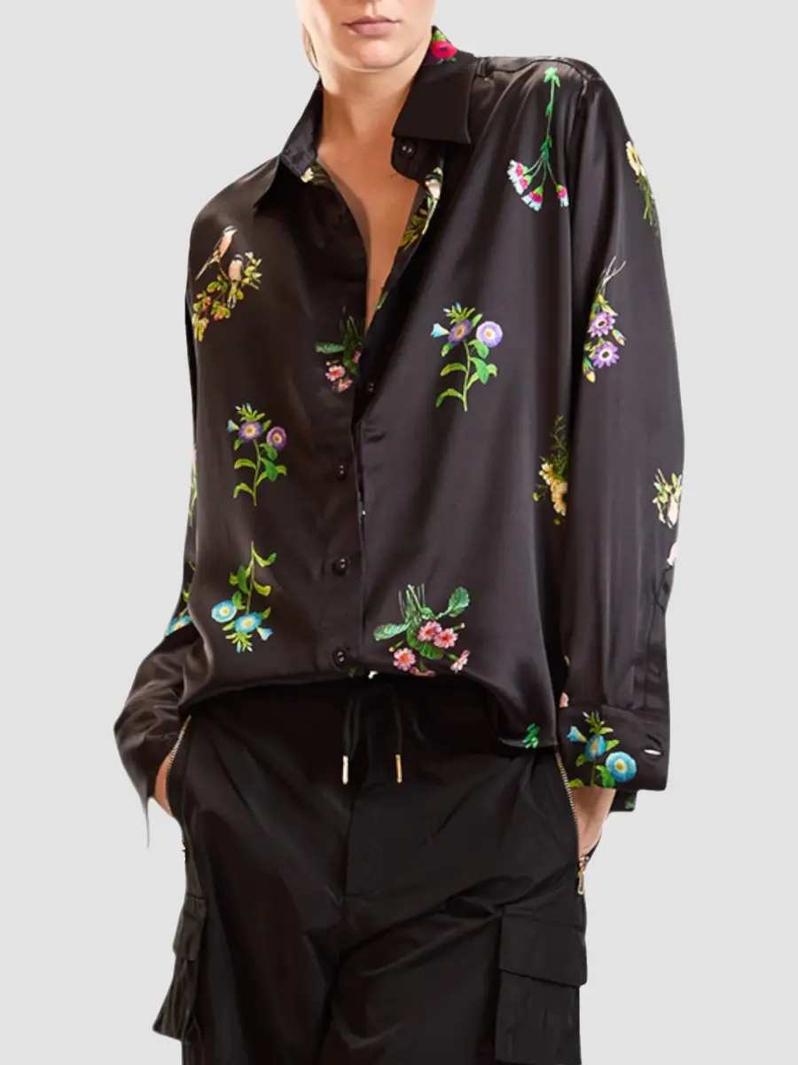CYNTHIA ROWLEY Women's Collectible Floral Silk Shirt | Thumbnail 4 CYNTHIA ROWLEY Women's Collectible Floral Silk Shirt | Thumbnail 4