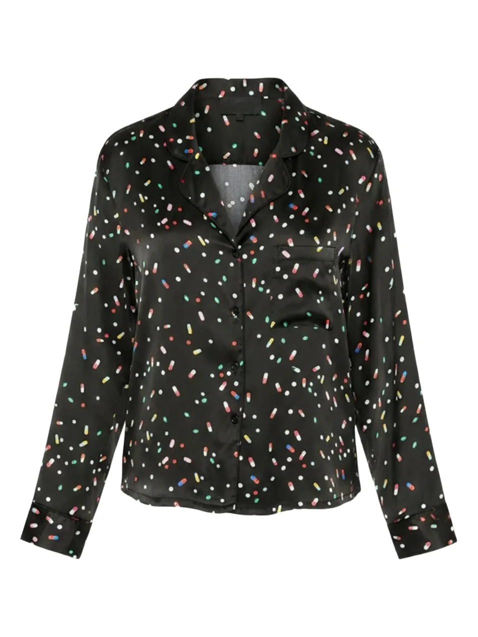 CYNTHIA ROWLEY Women's Pill Print Silk Button-Front Pajama Shirt