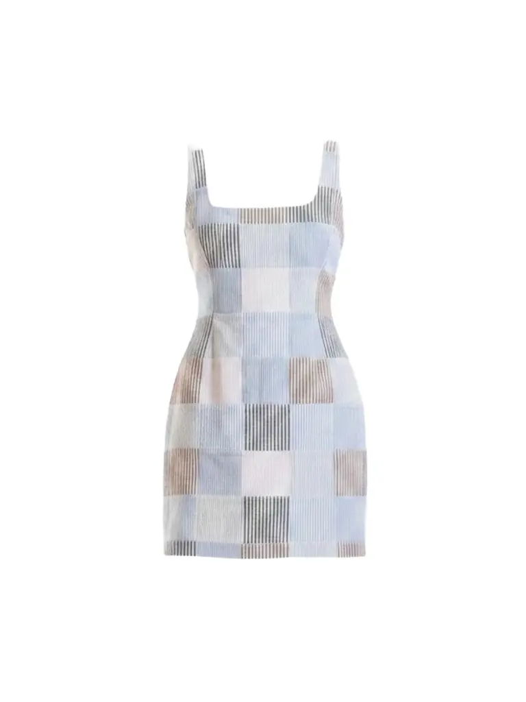CYNTHIA ROWLEY Women's Millie Patchwork Seersucker Scoopneck Minidress