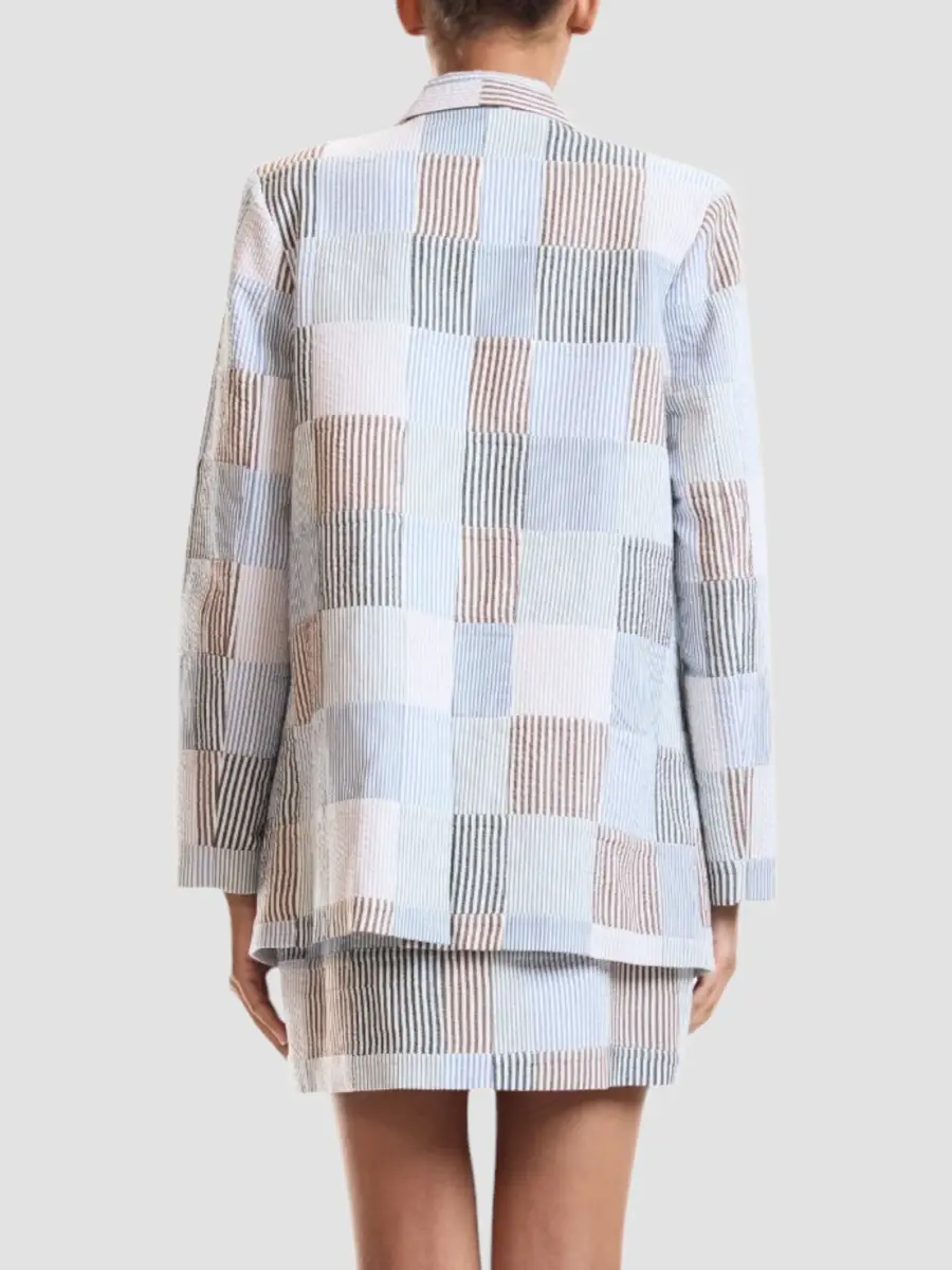 CYNTHIA ROWLEY Women's Millie Seersucker Single-Breasted Blazer | Thumbnail 3