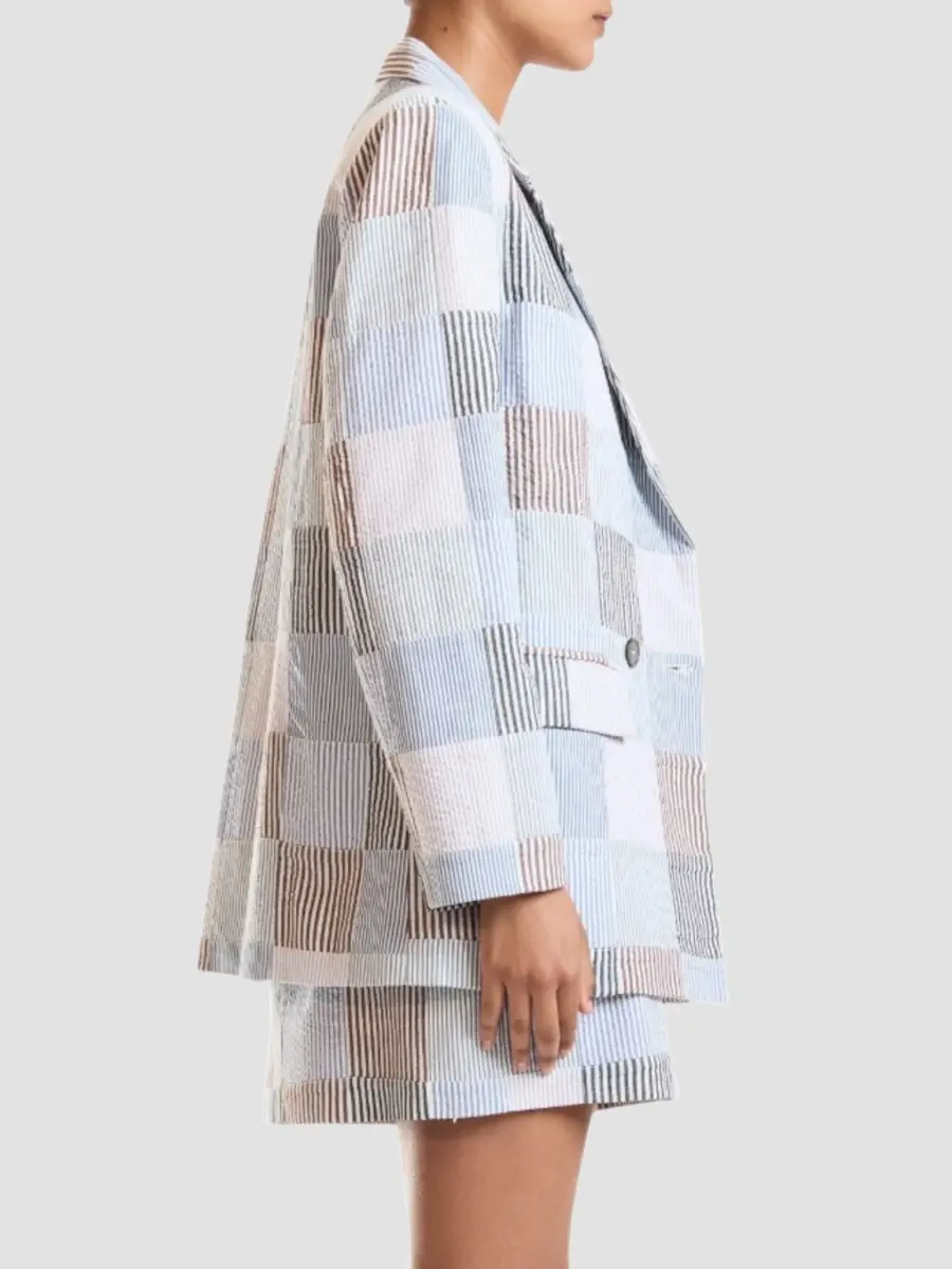 CYNTHIA ROWLEY Women's Millie Seersucker Single-Breasted Blazer | Thumbnail 5