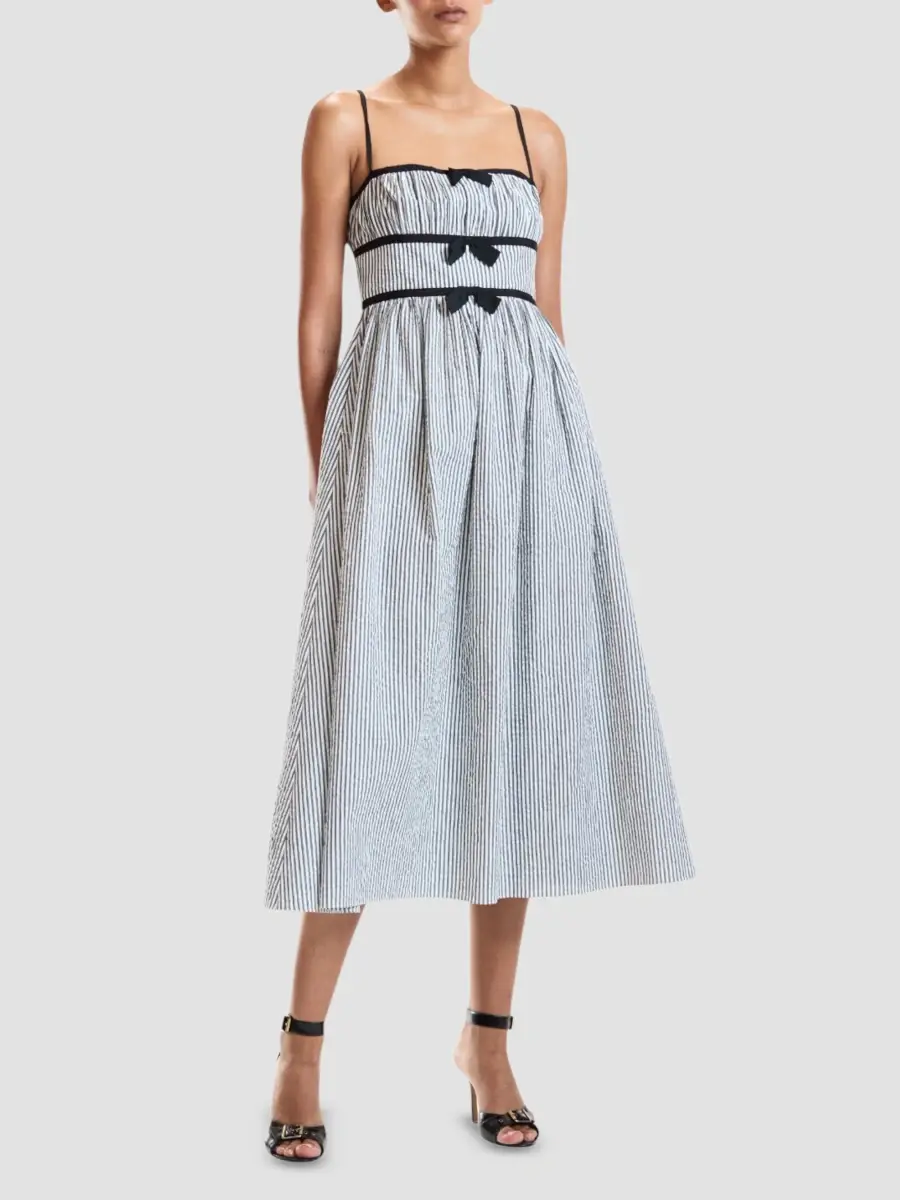 CYNTHIA ROWLEY Women's Clara Striped Seersucker Fit & Flare Midi Dress | Thumbnail 2