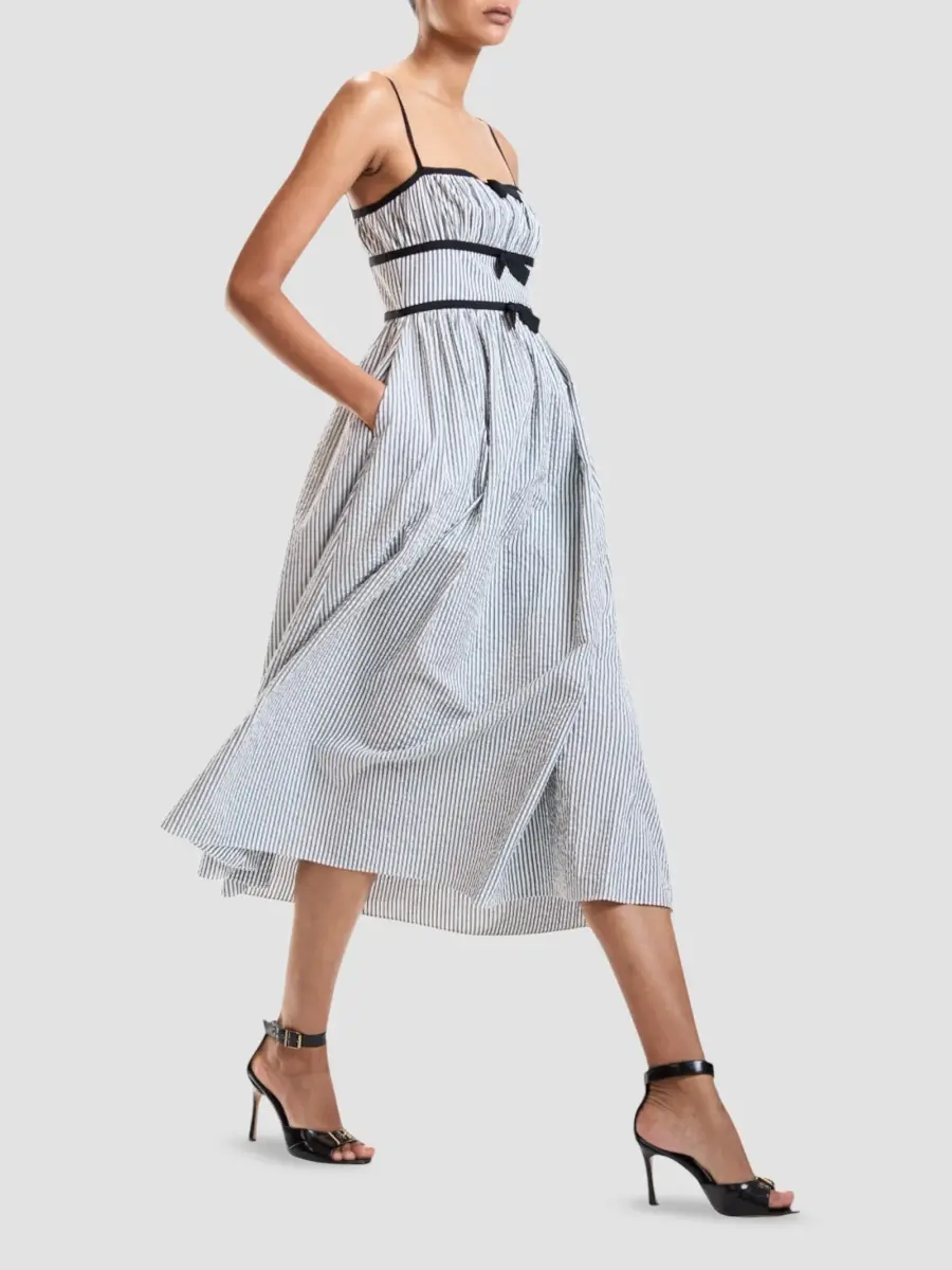 CYNTHIA ROWLEY Women's Clara Striped Seersucker Fit & Flare Midi Dress | Thumbnail 4