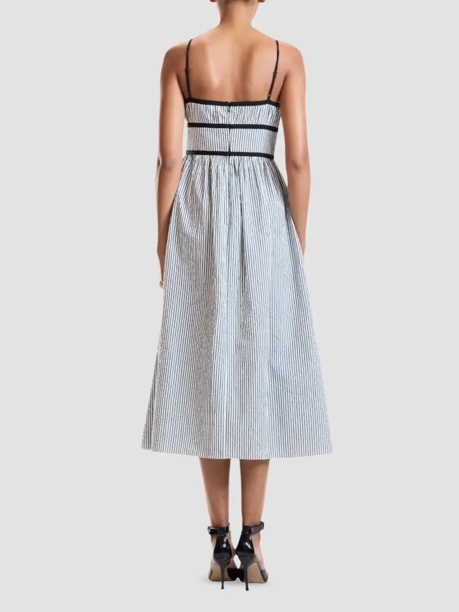 CYNTHIA ROWLEY Women's Clara Striped Seersucker Fit & Flare Midi Dress | Thumbnail 5