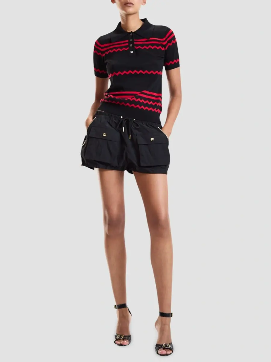 CYNTHIA ROWLEY Women's Ziggy Striped Knit Polo Sweater | Thumbnail 2
