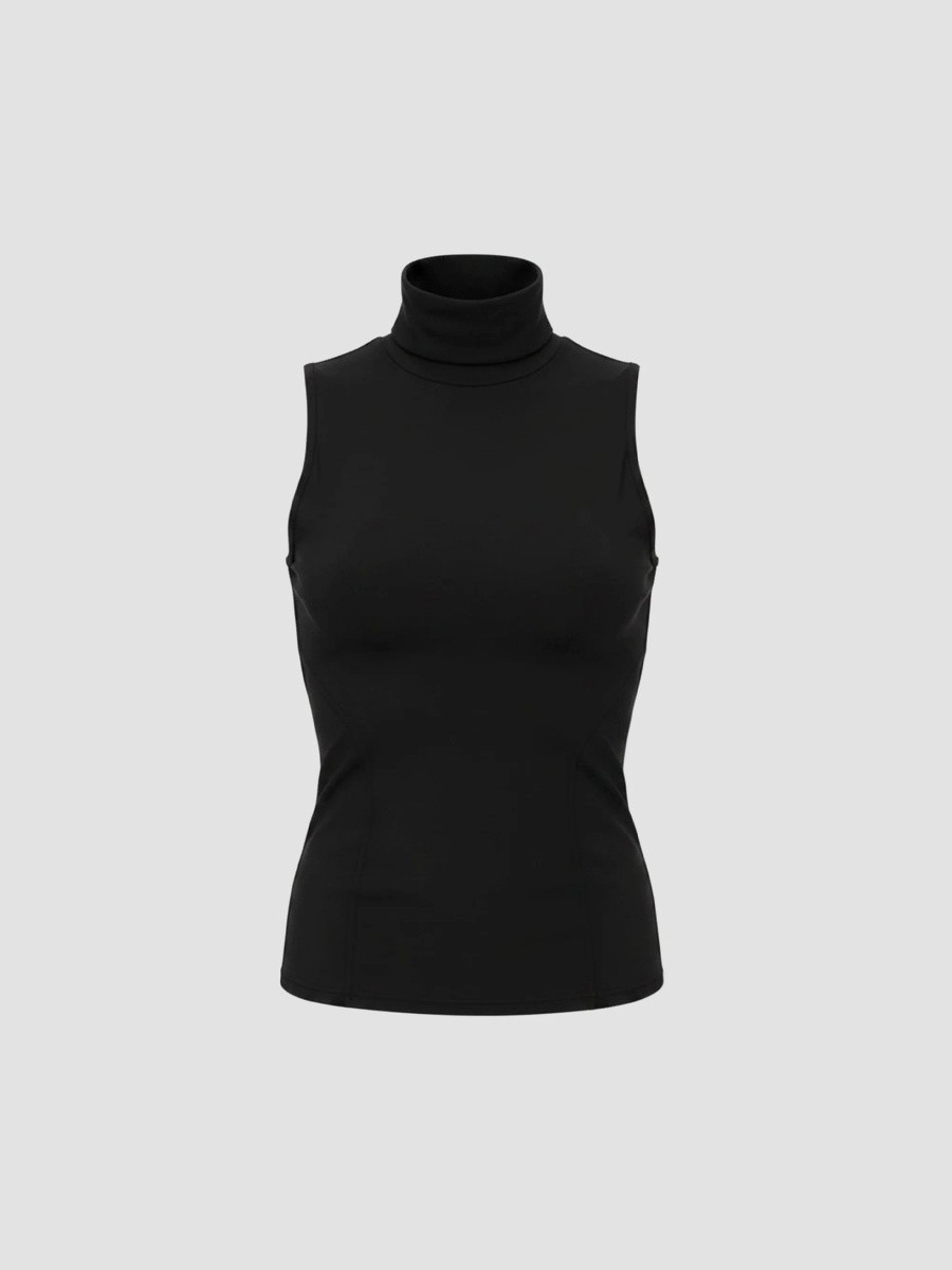 CYNTHIA ROWLEY Women's Sutton Jersey Sleeveless Turtleneck Top