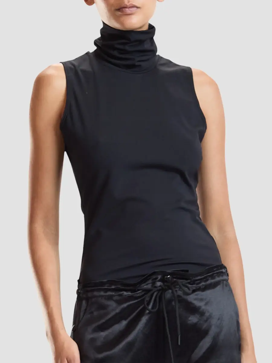 CYNTHIA ROWLEY Women's Sutton Jersey Sleeveless Turtleneck Top | Thumbnail 4
