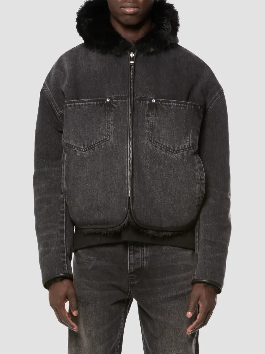 Purple Brand Men's Reversible Denim & Faux-Fur Hooded Jacket | Thumbnail 2 Purple Brand Men's Reversible Denim & Faux-Fur Hooded Jacket | Thumbnail 2