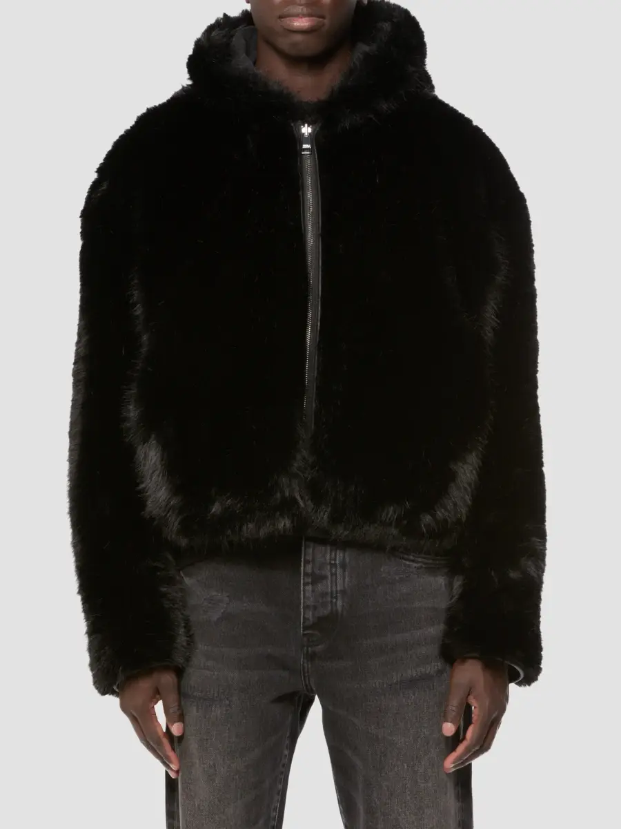 Purple Brand Men's Reversible Denim & Faux-Fur Hooded Jacket | Thumbnail 4 Purple Brand Men's Reversible Denim & Faux-Fur Hooded Jacket | Thumbnail 4