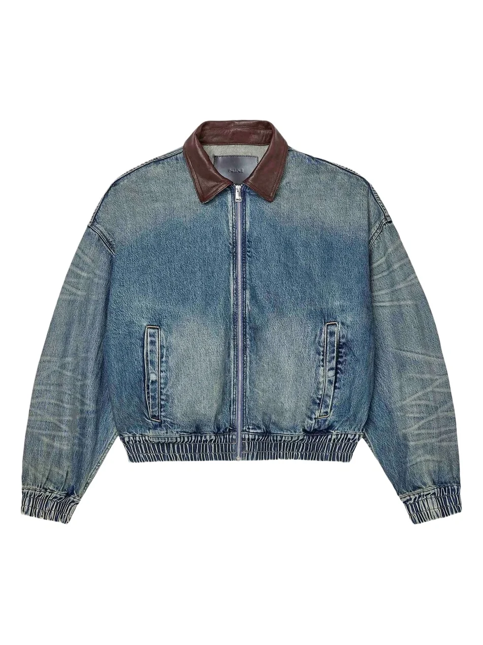 Men's Contrast-Collar Cotton Denim Oversized Jacket