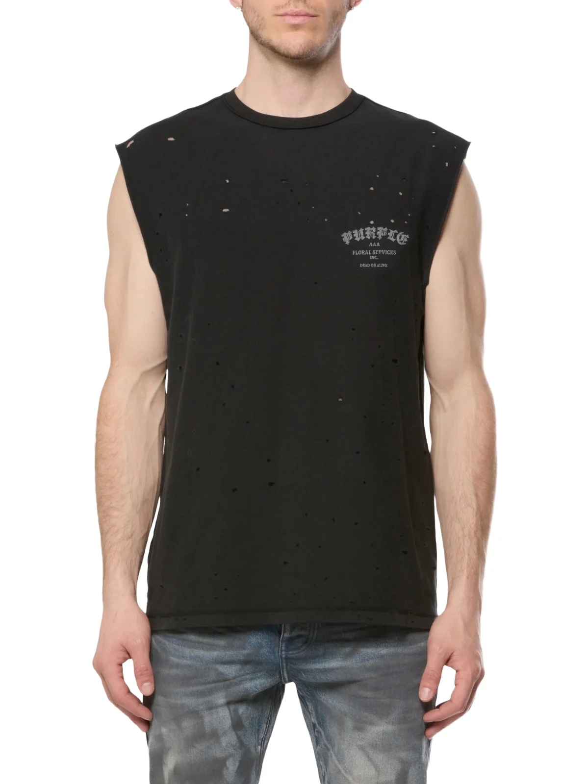 Men's Distressed Jersey Crewneck Tank Men's Distressed Jersey Crewneck Tank