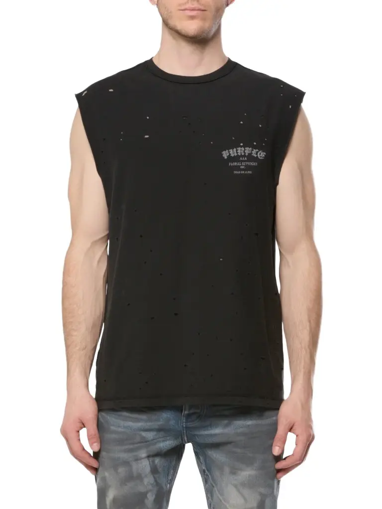 Purple Brand Men's Distressed Jersey Crewneck Tank