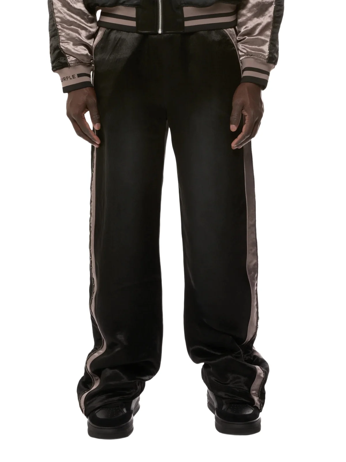 Purple Brand Men's Souvenir Crystal-Embellished Stacked Wide-Leg Pants