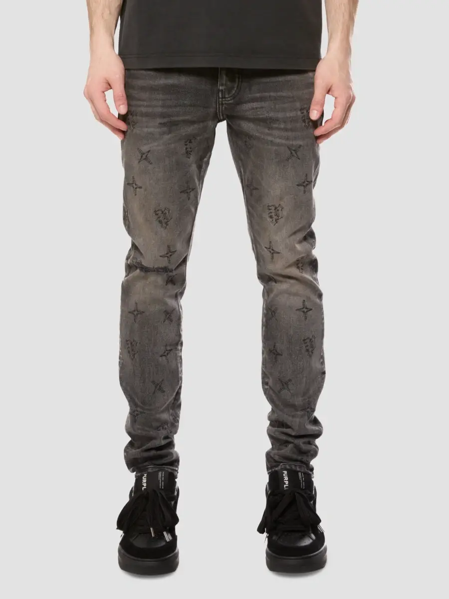Purple Brand Men's Monogram Distressed Low-Rise Jeans | Thumbnail 2 Purple Brand Men's Monogram Distressed Low-Rise Jeans | Thumbnail 2