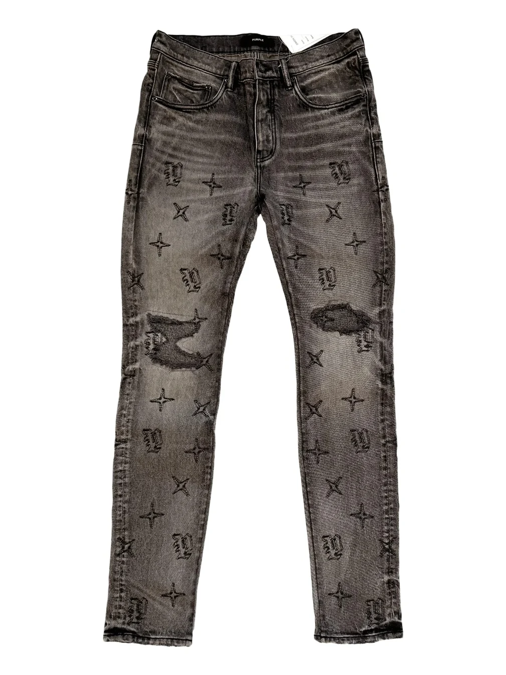 Men's Monogram Distressed Low-Rise Jeans Men's Monogram Distressed Low-Rise Jeans