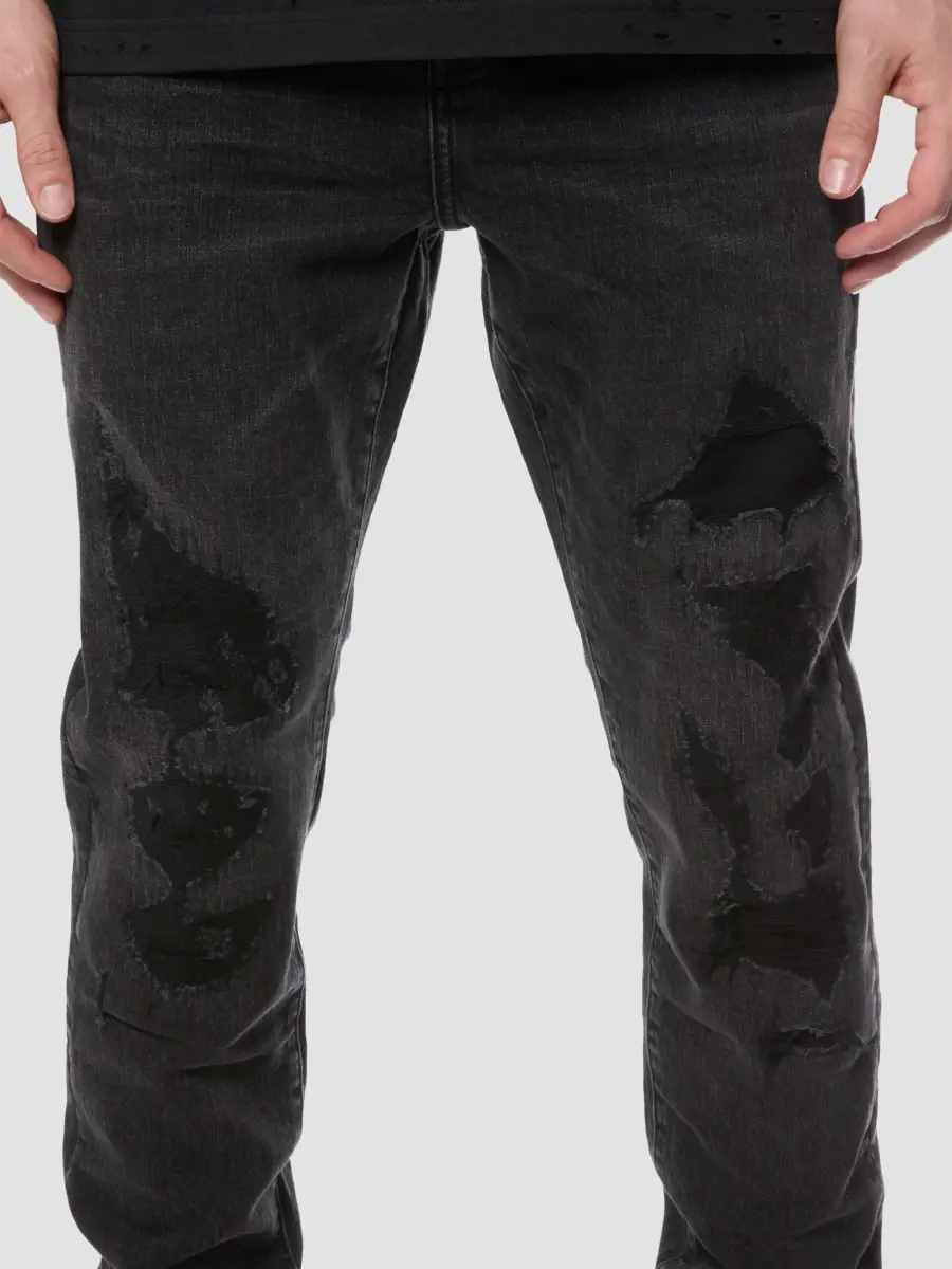 Purple Brand Men's Distressed Vintage Mid-Rise Skinny Jeans | Thumbnail 3 Purple Brand Men's Distressed Vintage Mid-Rise Skinny Jeans | Thumbnail 3