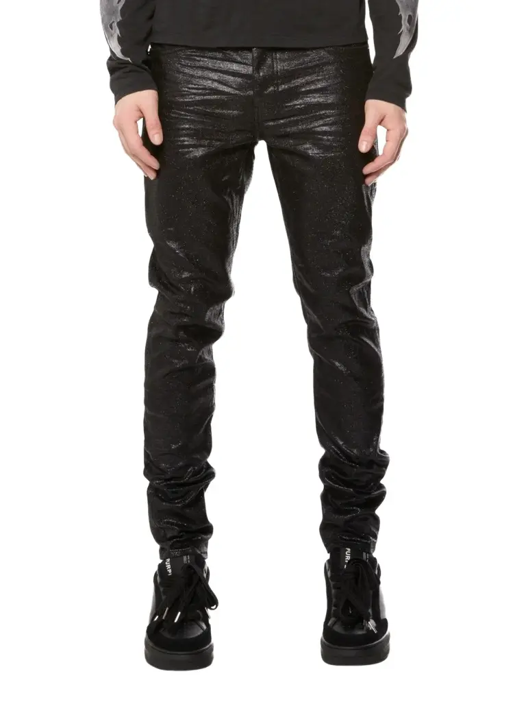 Purple Brand Men's Serpentine Coated-Denim Mid-Rise Skinny Jeans