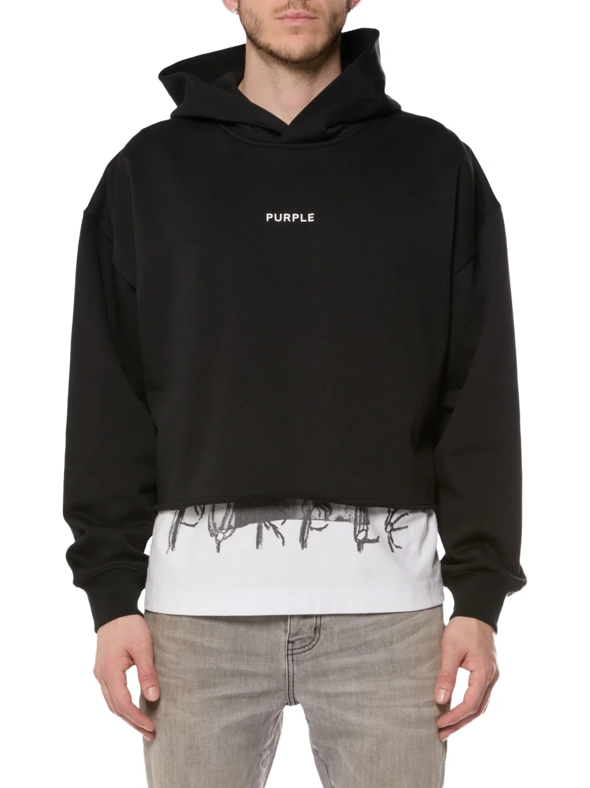 Men's Cotton Double-Layer T-Shirt & Hoodie - Black Men's Cotton Double-Layer T-Shirt & Hoodie - Black
