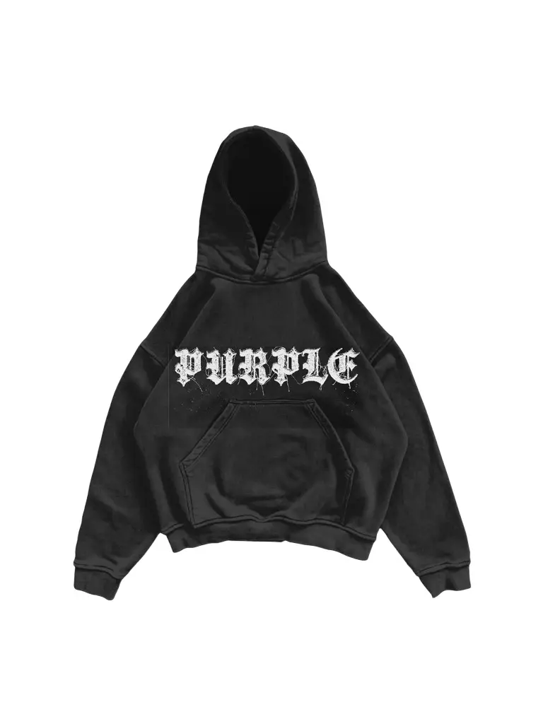 Purple Brand Men's Logo Cotton Fleece Hoodie