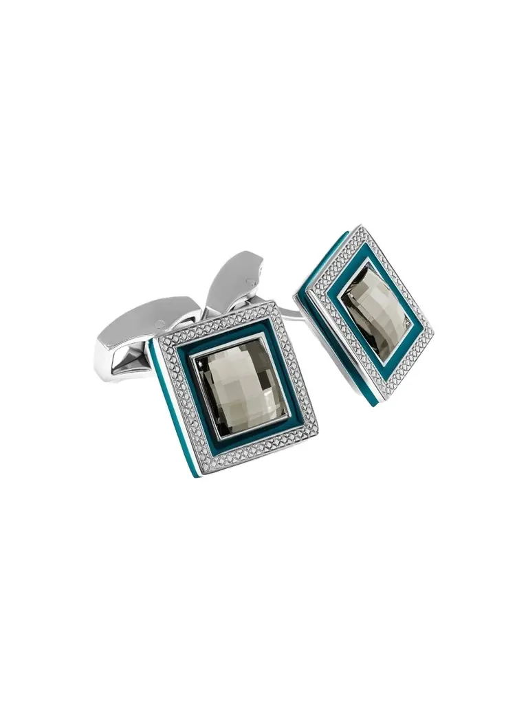 Tateossian Men's RT Quadrato Rhodium-Plated & Swarovski Crystal Cufflinks