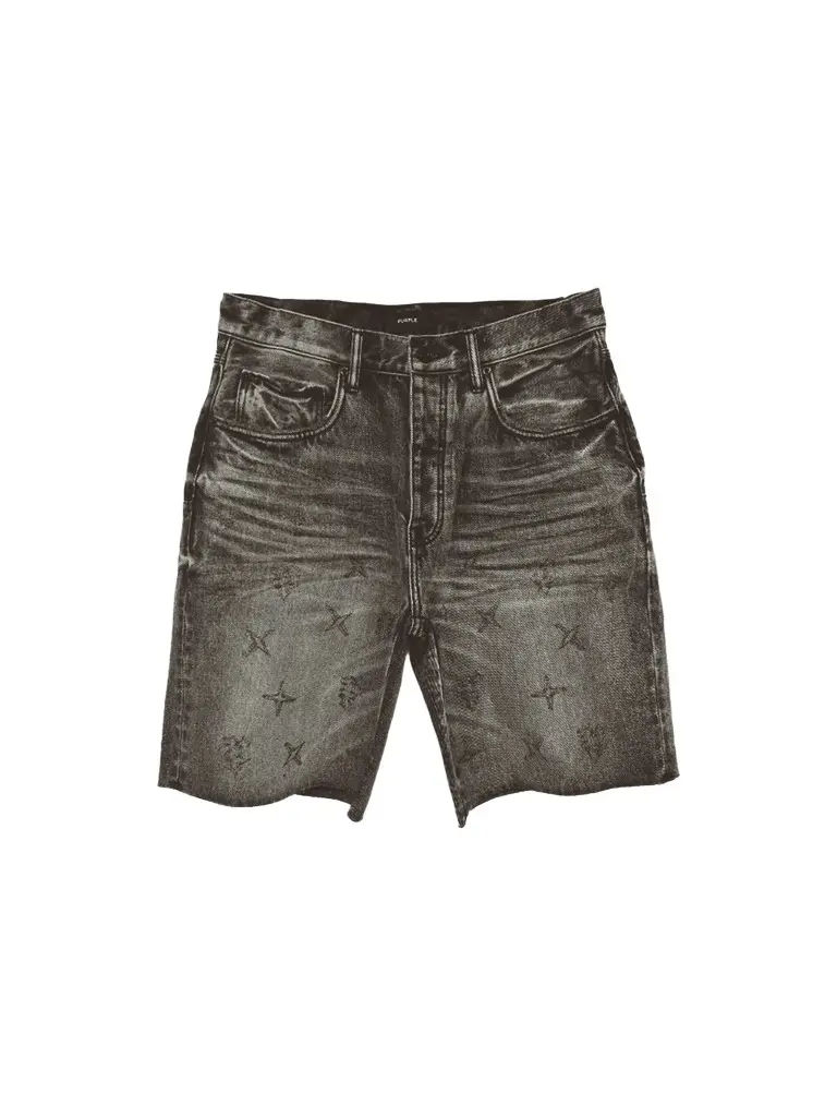 Purple Brand Men's Embroidered Washed-Denim Mid-Rise Shorts