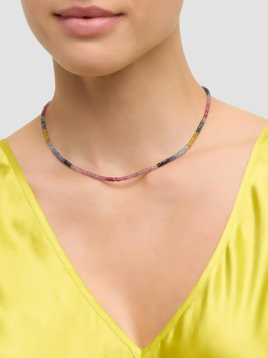 JIA JIA Women's Light Rainbow 14K Yellow Gold & Sapphire Beaded Necklace | Thumbnail 2
