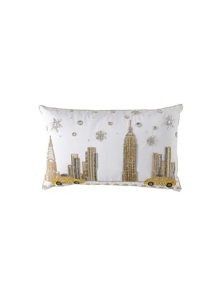 Empire State 5th Ave Beaded Pillow
