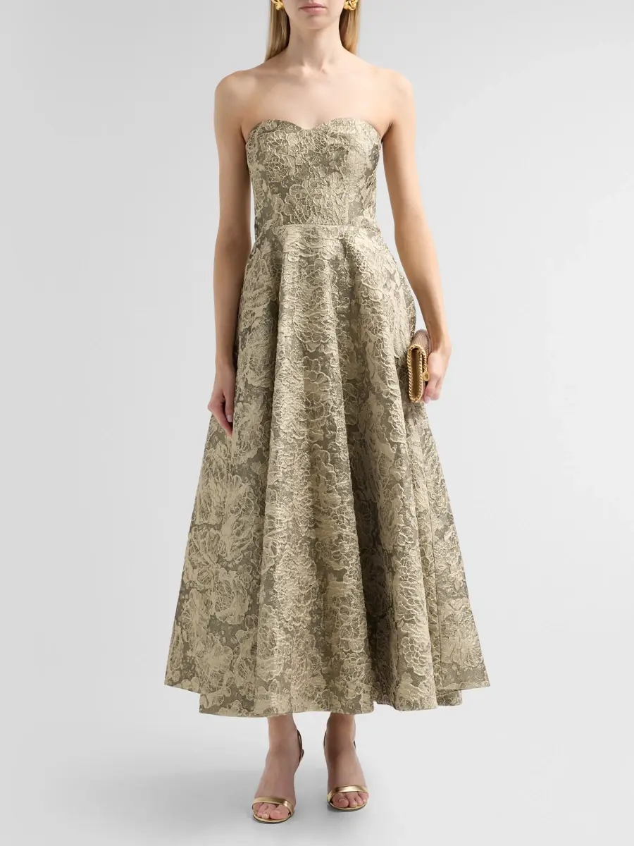 THEIA Women's Dakota Metallic Jacquard Strapless Gown | Thumbnail 2 THEIA Women's Dakota Metallic Jacquard Strapless Gown | Thumbnail 2