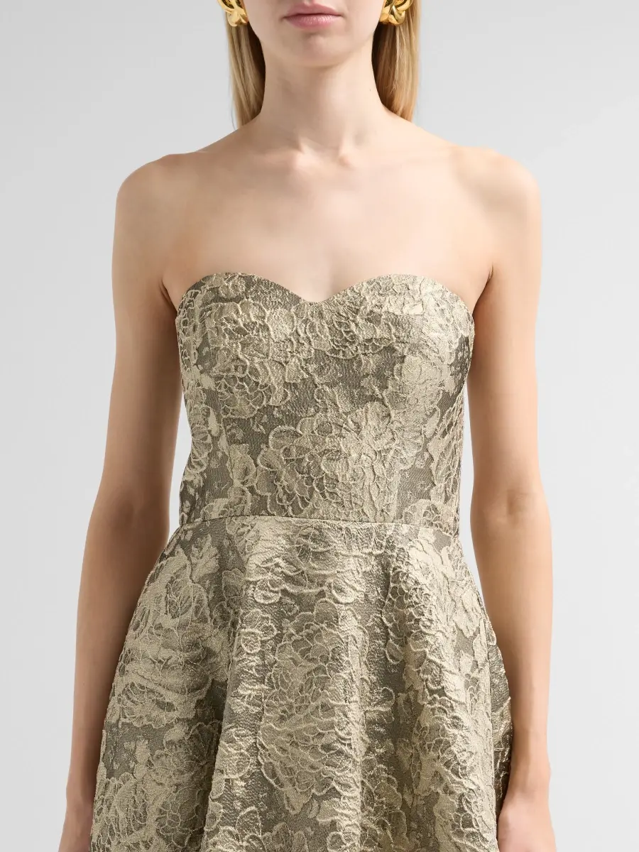 THEIA Women's Dakota Metallic Jacquard Strapless Gown | Thumbnail 5 THEIA Women's Dakota Metallic Jacquard Strapless Gown | Thumbnail 5