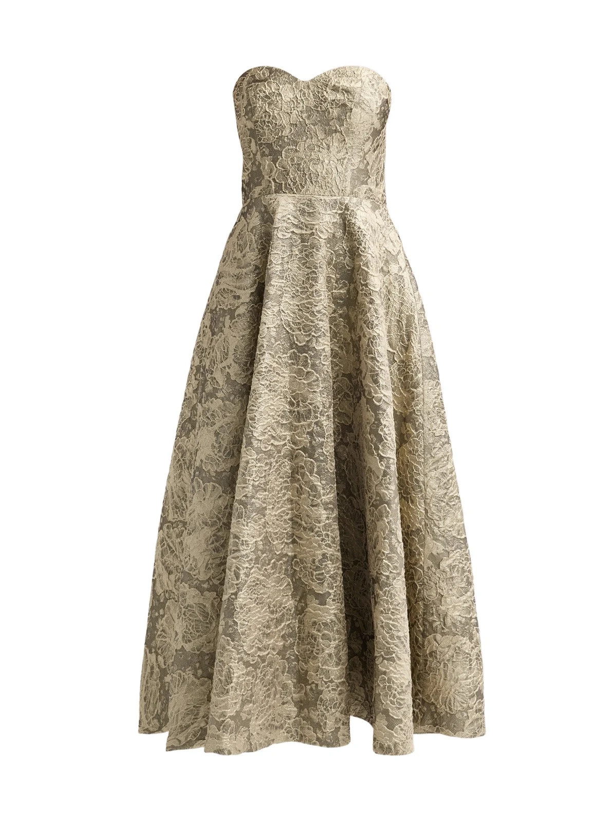 THEIA Women's Dakota Metallic Jacquard Strapless Gown