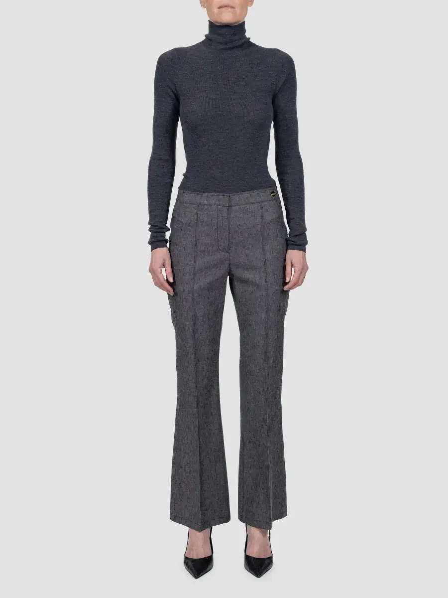 CALLAS MILANO Women's Lola Denim Stretch Crepe Cropped Flare Trousers | Thumbnail 2 CALLAS MILANO Women's Lola Denim Stretch Crepe Cropped Flare Trousers | Thumbnail 2