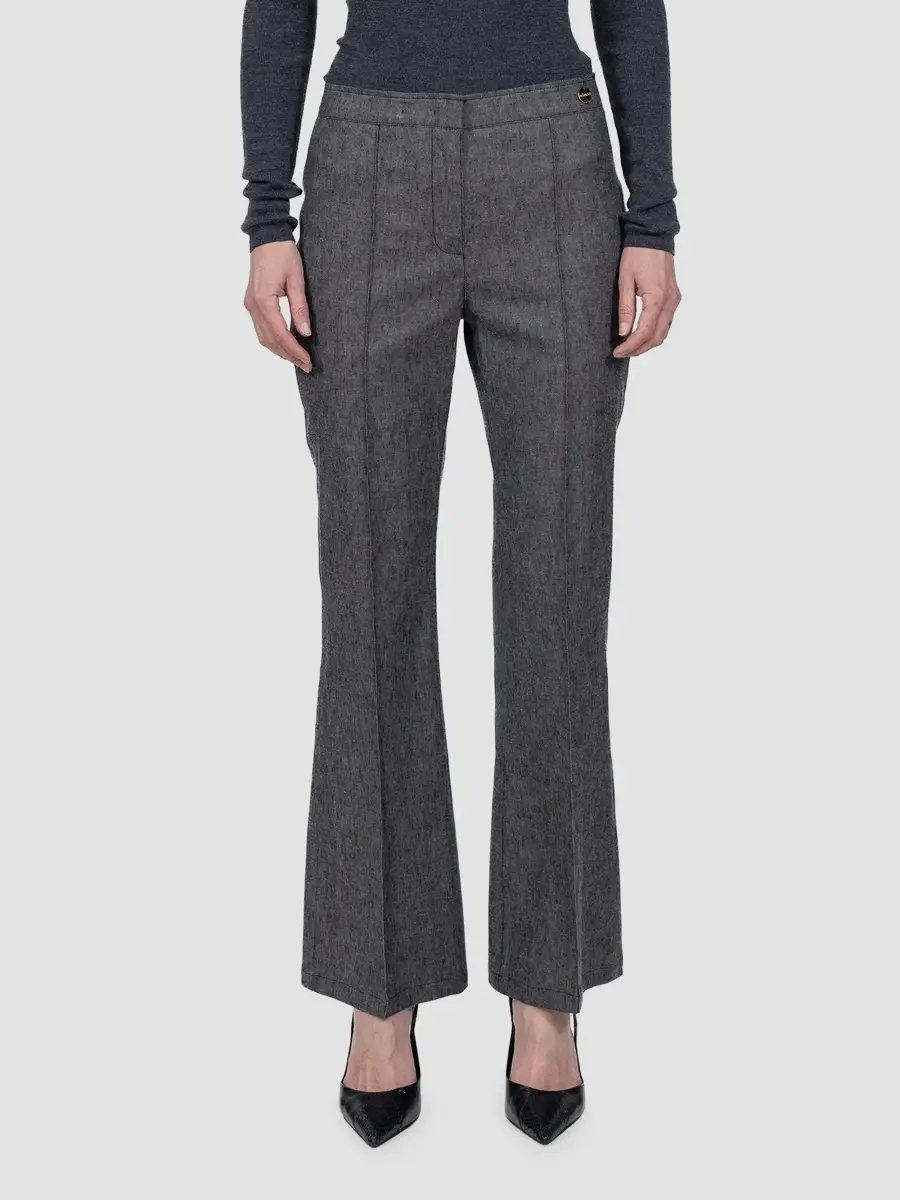 CALLAS MILANO Women's Lola Denim Stretch Crepe Cropped Flare Trousers | Thumbnail 3 CALLAS MILANO Women's Lola Denim Stretch Crepe Cropped Flare Trousers | Thumbnail 3