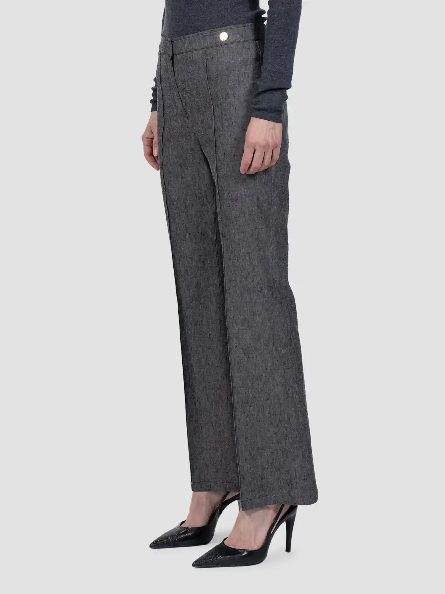 CALLAS MILANO Women's Lola Denim Stretch Crepe Cropped Flare Trousers | Thumbnail 4 CALLAS MILANO Women's Lola Denim Stretch Crepe Cropped Flare Trousers | Thumbnail 4