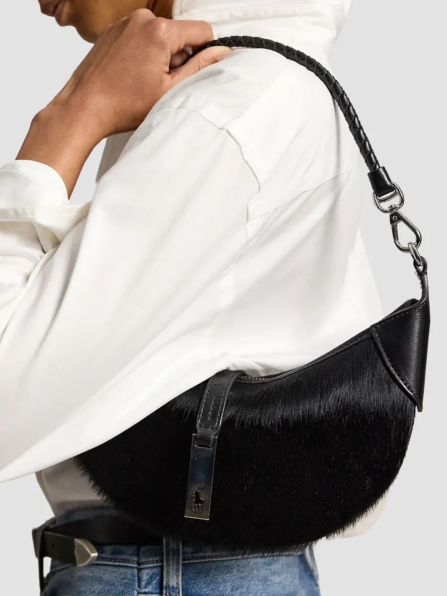 Polo Ralph Lauren Women's Polo ID Small Calf Hair Shoulder Bag | Thumbnail 3 Polo Ralph Lauren Women's Polo ID Small Calf Hair Shoulder Bag | Thumbnail 3
