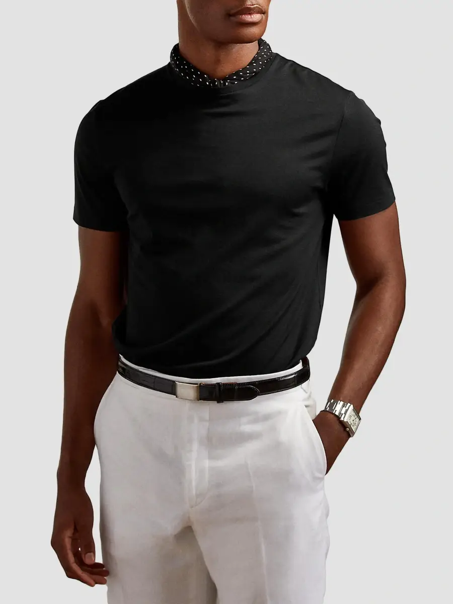 Ralph Lauren Purple Label Men's Short-Sleeve Crewneck Cotton Tee | Thumbnail 3 Ralph Lauren Purple Label Men's Short-Sleeve Crewneck Cotton Tee | Thumbnail 3