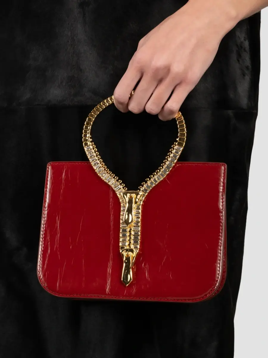 ALEXIS BITTAR Women's 14K-Gold-Plated Zipper & Patent Leather Top Handle Bag | Thumbnail 2 ALEXIS BITTAR Women's 14K-Gold-Plated Zipper & Patent Leather Top Handle Bag | Thumbnail 2