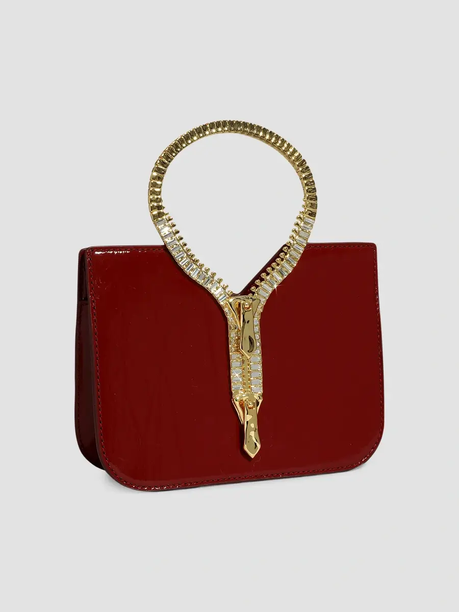 ALEXIS BITTAR Women's 14K-Gold-Plated Zipper & Patent Leather Top Handle Bag | Thumbnail 4 ALEXIS BITTAR Women's 14K-Gold-Plated Zipper & Patent Leather Top Handle Bag | Thumbnail 4