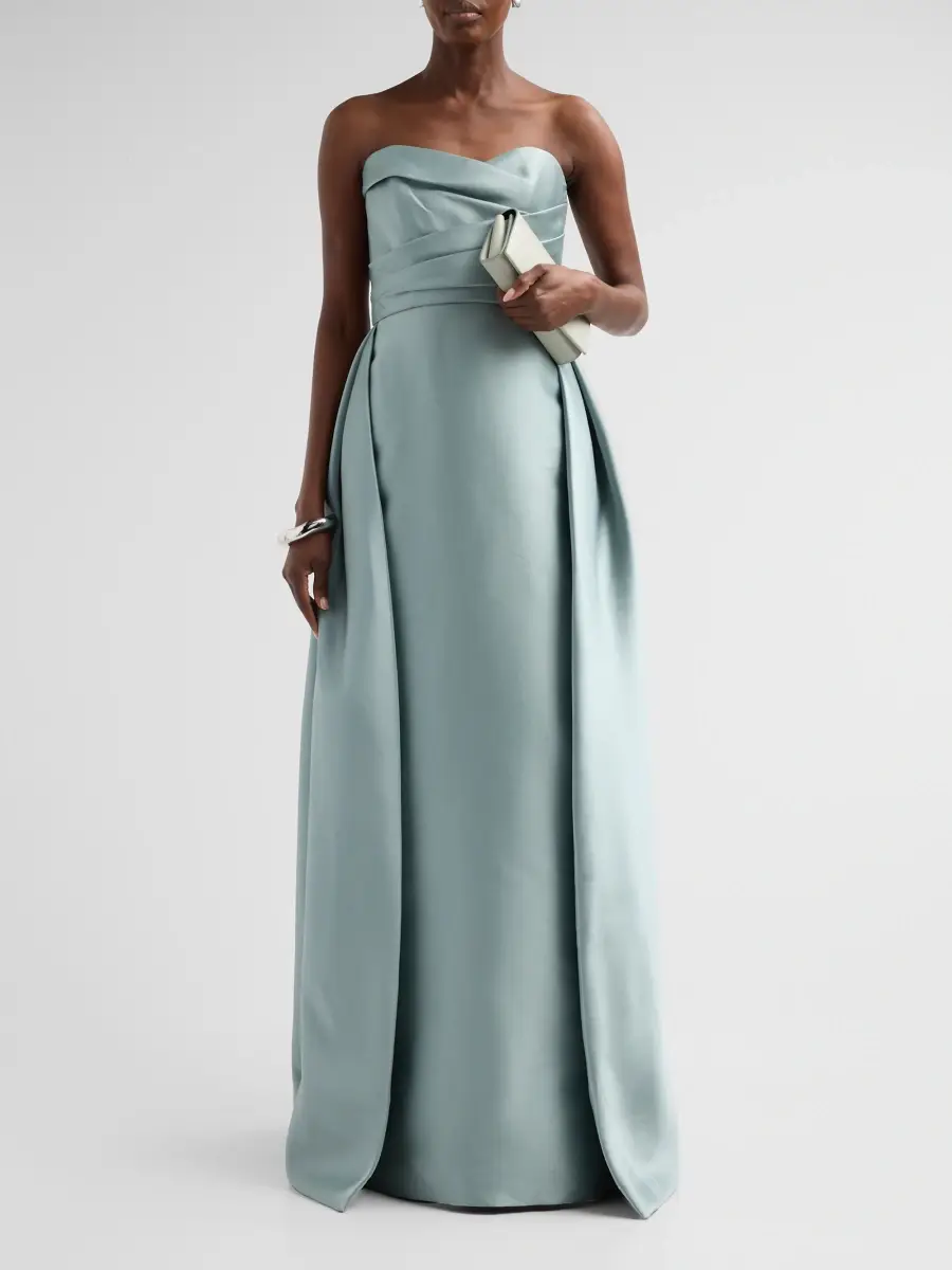 Amsale Women's Mikado Draped Column Gown | Thumbnail 2 Amsale Women's Mikado Draped Column Gown | Thumbnail 2